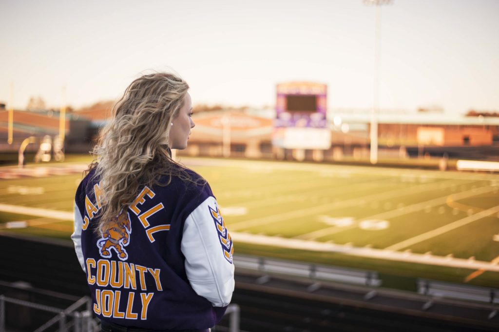 senior portraits football stadium