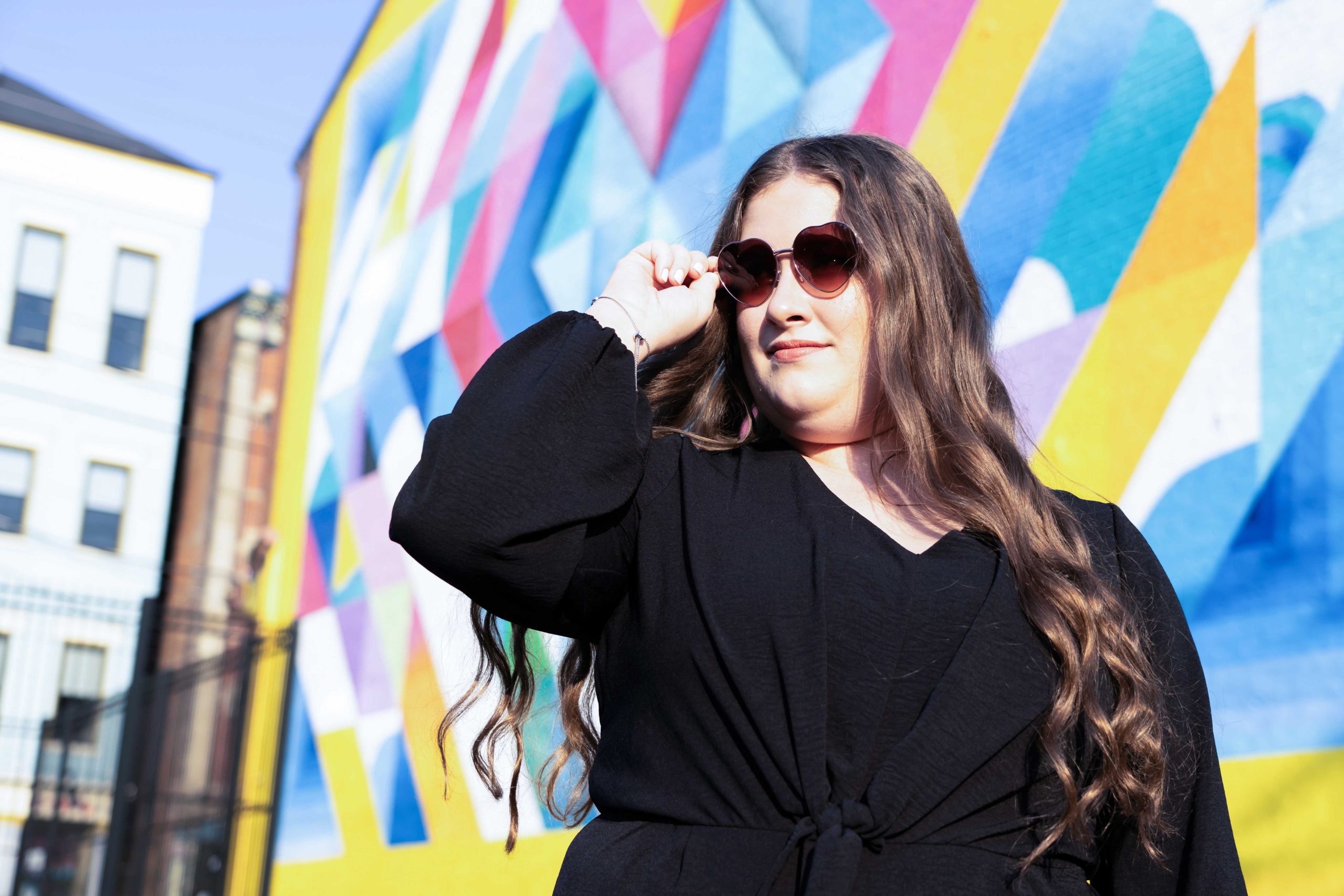 Colorful downtown Cincinnati senior picture