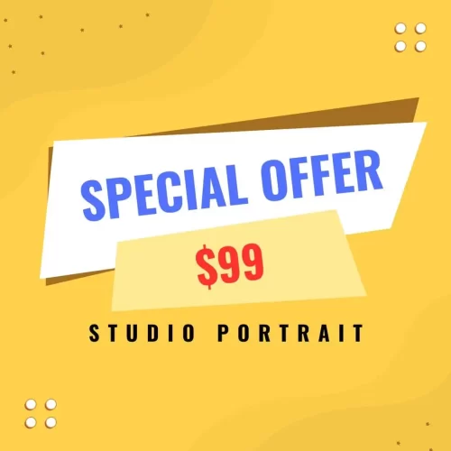 $99 portrait sale for studio photo shoot.